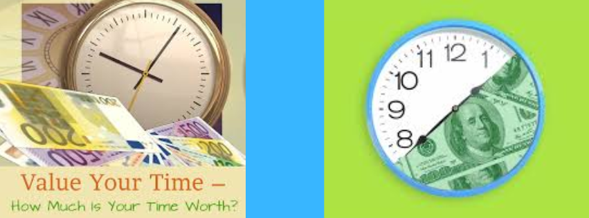 a clock and bundle of cash