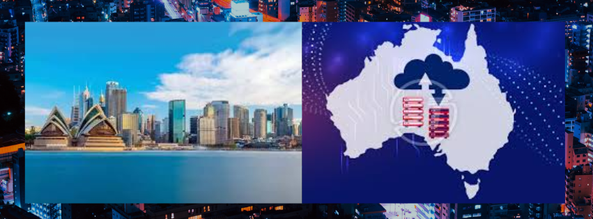 melbourne city and australian map with servers depicting web host hosting